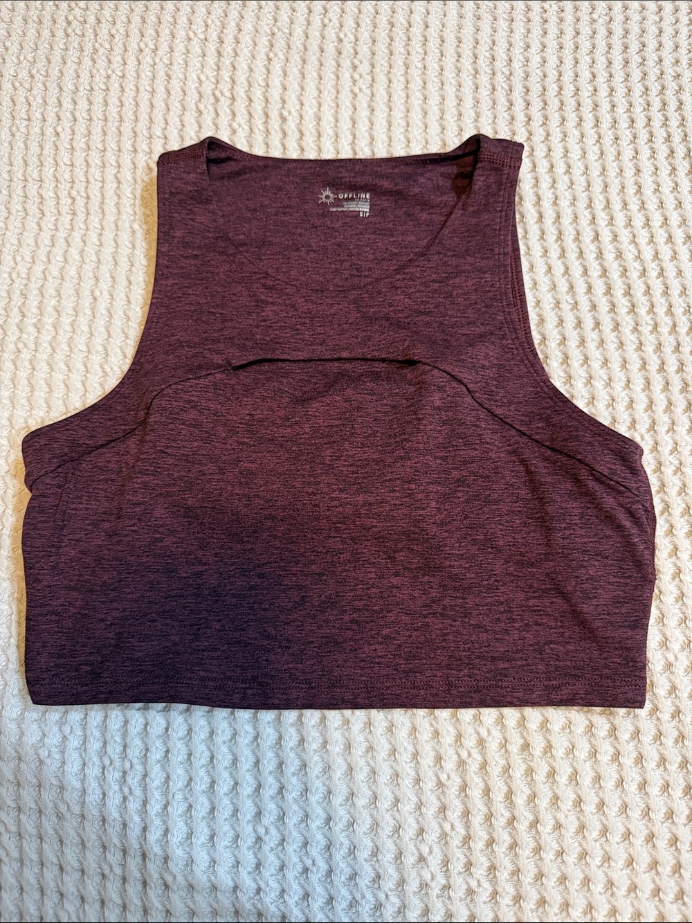 aerie Seamless Cropped Tank Top - Red and Black